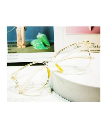 Stylish Eyewear Reading Glasses Blue Light Blocking Computer Readers Anti Eyestrain Flat Light Mirror for Women/Men +3.00 Yellow