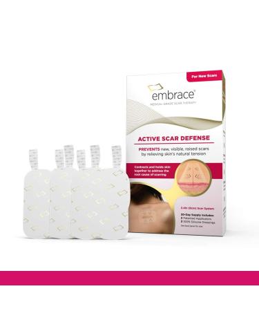 Embrace Active Scar Defense for New Scars, FDA-Cleared Silicone Scar Sheets, 2.4 Inch, Medium, 60 Day Supply (Recommended Treatment) Medium, 2.4in (30 Day Supply)