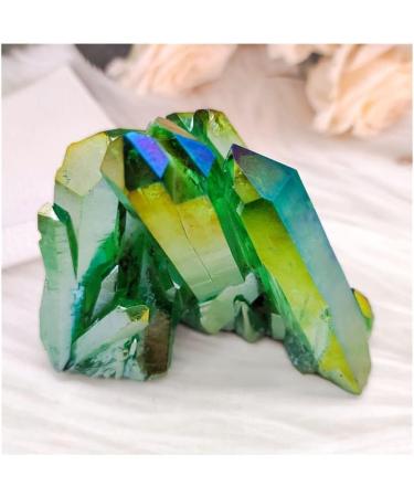Room Decoration Green Electroplated Natural Crystal Cluster Specimen Raw Rock Quartz Flowers Aura Stones Gift Modern House Decor Great Choice for Home Decoration (Size : 300-400g) - Buy Online on GoSupps.com