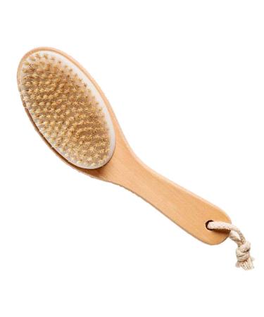 100% Natural Boar Bristle Body Brush with Contoured Wooden Handle by TOUCH ME