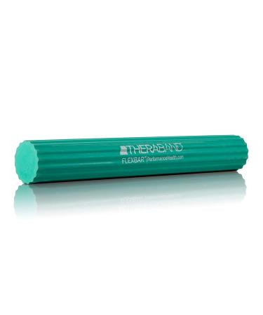 THERABAND Resistance FlexBar for Men and Women Strength Grip and Elbow Training and Pain Relief Home Gym Equipment Intermedium Level Green Medium New Version Green