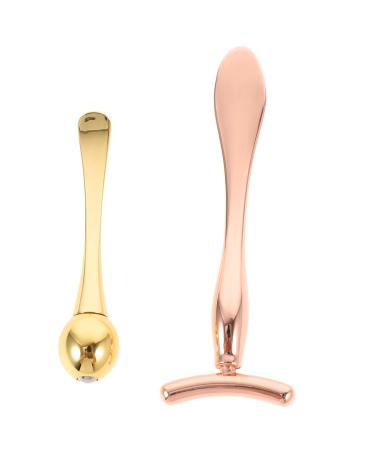 DOITOOL Facial Skin Roller 1 Set Both ends care Eye Wand rose gold skin care tools Double-end Facial Mask Spoon eye creams cosmetic eyes roller head digging spoon set Zinc alloy