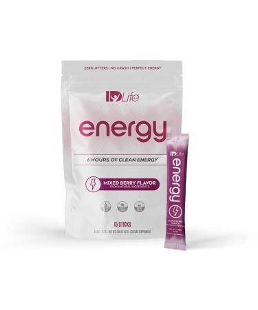 IDLife Energy - Mixed Berry - Sustained Power Boost with Powder, Healthy Drink for Work, Gym & Daily Use, 6 Hours of Boost - 15 Sticks per Bag