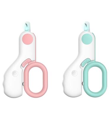 ANIROY LED Pet Nail Clippers Pet Dog and Cat Nail Clipper Nail Trimmer Trim Your Pets Nails Easy and Pain-Free (Pink+Blue)
