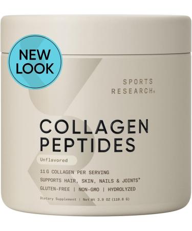 Sports Research Collagen Peptides Hydrolyzed Type I & III Collagen Unflavored 3.9 oz (110.7 g)