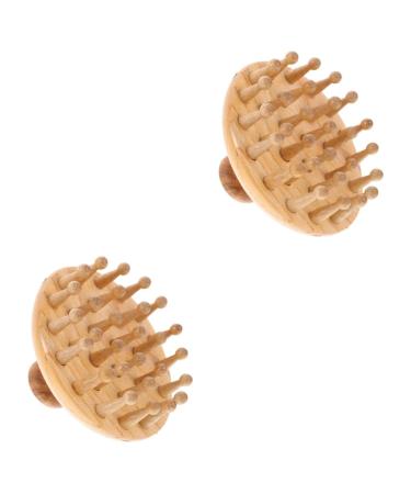 Beaupretty 2st massage comb from beech wooden comb circulation promote shampoo brush for the scalp hair sticks for curly hair.