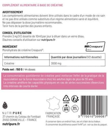 Nutripure | Creapure Creatine Monohydrate Powder 100% Pure | Neutral Taste | Vegan | Increased Muscle Strength | Ideal for Intensive Sports and Bodybuilding | 150g | Made in Germany - Buy Online on GoSupps.com