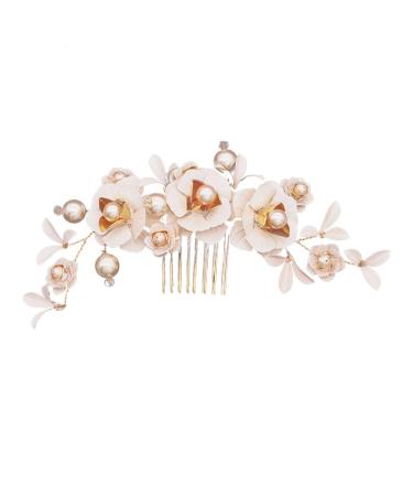 DOITOOL Hair Combs for Women Crystal Headpiece Bridal Hair Comb Pearl Hair Comb Pearl Hair Bridal Comb Crystal Hair Comb Halloween Side Comb Tiara Bride Wedding