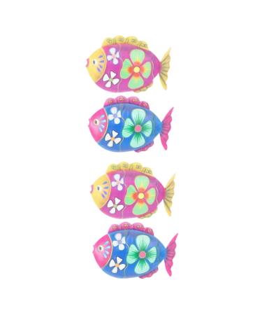 Zerodeko 4 Pcs Iron Fish Wall Decoration Metal Wall Decor Rustic Home Decor Sea Life Wall Art Decorations Out Door Decor Ocean Decor Wall Sculpture Fish Ornaments Tropical Fish 3d Outdoor 18.5x13cmx2pcs Assorted Colorx2pcs