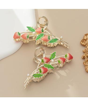 2PCS Metallic Strawberry Claw Clips - Fashionable Hair Accessories for Strong Hold | Women and Girls Hairstyling - Buy Online on GoSupps.com