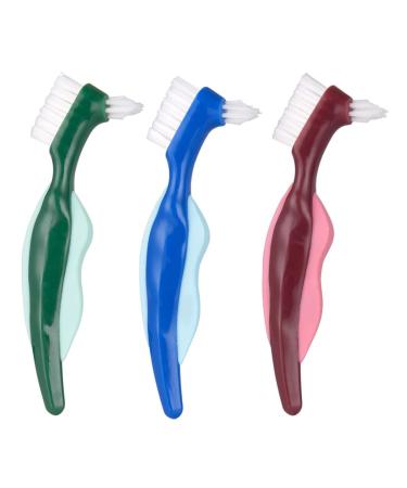Mobestech 3st double -headed false toothbrush prosthesis brush denture cleaner cleaner brushweser brush brisk toothbrush double -sided toothbrush repair care brush suite