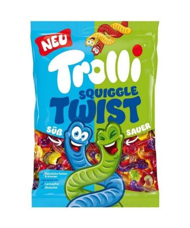 Trolli Trolli Squiggle Twist colorful braided rubber candies sweet and sour flavor 1 kg bag suitable for adults and children gift idea for birthdays and holidays