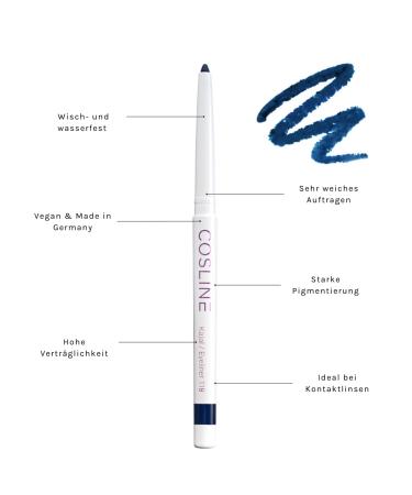 Cosline Kajal & Eyeliner No. 118 - Dark Blue Waterproof Vegan Soft Application - Shop Internationally - Buy Online on GoSupps.com