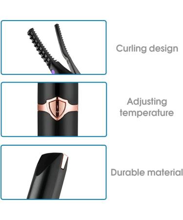 2-in-1 Electronic USB Eyelash Curler Woman 3 Temperature Mode Adjustable Heated Eyelashes Curling Tool Heating Black - Buy Online on GoSupps.com