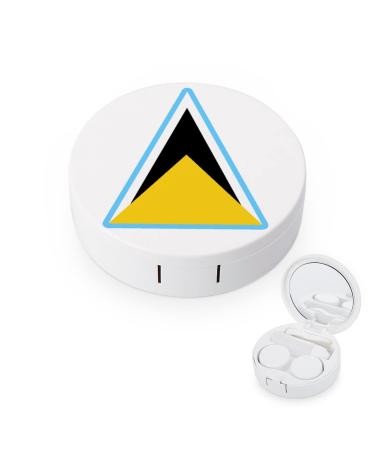 Saint Lucia's Flag Round Case For Contact Lens Kit Storage Box with Mirror Printed
