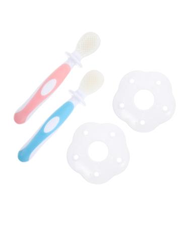 Partykindom 2 sentences toothbrush babyteeth kids toothbrush toothbrush tooth cleaning brush tools for dental care silicone cleaning brush tooth cleaning agent tooth cleaning device clean milk teeth child 1 piece (1 Pack) pink