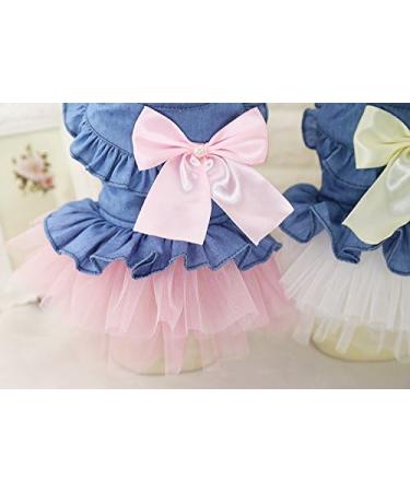 ZoonPark Puppy Dog Pet Clothes Pet Dog BOW Denim Dress Tutu Skirt Summer Clothes for Small Dog Cat Puppy (M Pink Skirt) - Buy Online on GoSupps.com