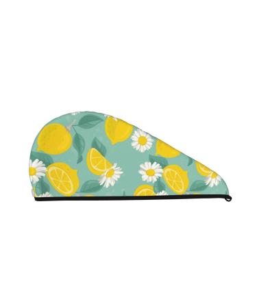 Lemons Chamomile Flowers and Leaves Microfiber Hair Towel Soft Super Absorbent Hair Towel Wrap for Women Coral Velvet Quick Dry Hair Cap for Long Curly and Thick Hair