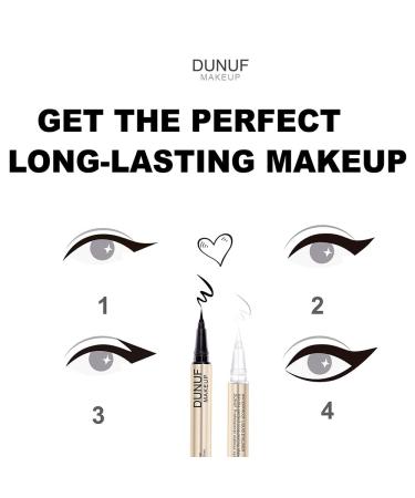 DUNUF Makeup 2 in 1 Waterproof Liquid Eyeliner - Pitch Black & White - 0.02 Fl Oz (Pack of 1) - Buy Online on GoSupps.com