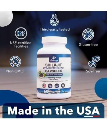 VITAMIZED Himalayan Shilajit for Men & Women - 10 000mg Shilajit Ashwagandha Supplements + Irish Sea Moss Tongkat Ali PQQ & More - 60 Capsules - Buy Online on GoSupps.com