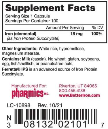 Ferretts IPS Iron Capsules 100 - High Absorption Iron Supplement - Buy Online on GoSupps.com