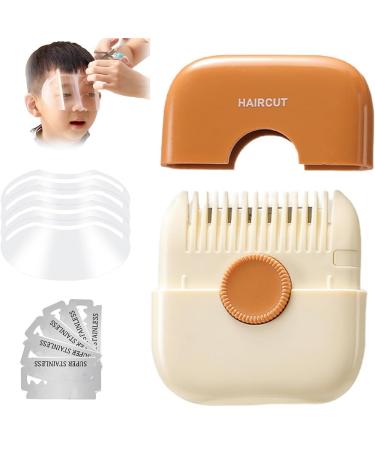 Trimpocket Hair Trimmer/Comb Kids Split Ends Hair Trimmer Hair Trimming and 2 in 1 Bangs Trimmer Dual-Side Design with Cover Blades Replaceable 50 Face Shields(Orange)
