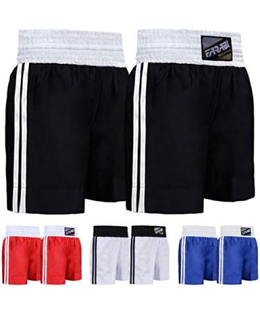 Farabi Sports Boxing Shorts  Boxing Trunks for Training Punching, Sparring Fitness Gym Kickboxing Shorts Men & Women Black Medium