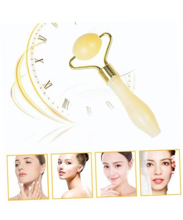 FRCOLOR 2pcs Jade Skincare Roller & Ice Globe Set - Cold Hot Massage Tools for Facials - Yellow Facial Accessories for Glowing Skin - Buy Online on GoSupps.com