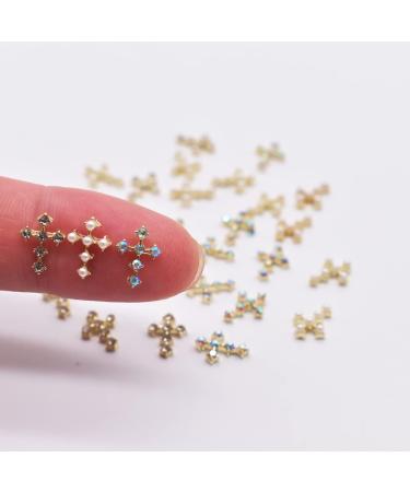 LIFOOST 30pcs Gold Cross Nail Charms for 3D Nail Art - Crystal Rhinestones Studs for Women's Acrylic Nails Designs - Buy Online on GoSupps.com