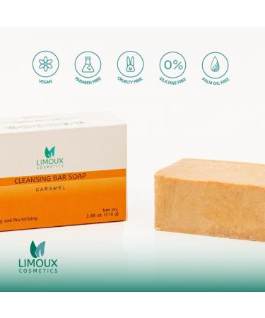 Cleansing Bar Soap - Caramel Scent | Revitalizes & Smoothens | Vegan Cruelty-Free Eco-Friendly | 3.88 oz - All Skin Types - Buy Online on GoSupps.com