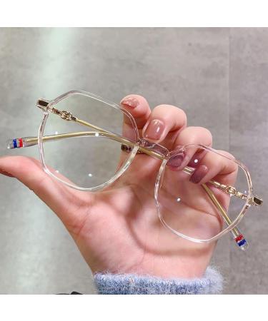 Blue Light Blocking Computer Readers Lightweight Reading Glasses Eyewear Anti Eye Strain Flat Light Mirror +200 Transparent