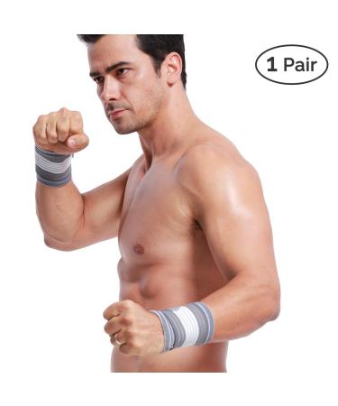 Neotech Care Wrist Band - Adjustable Compression Strap - Elastic & Breathable Fabric - Support Sleeve for Tennis Sports Exercise - Men Women Right or Left - Grey Colour (Size S 1 Pair) S 2 - Buy Online on GoSupps.com