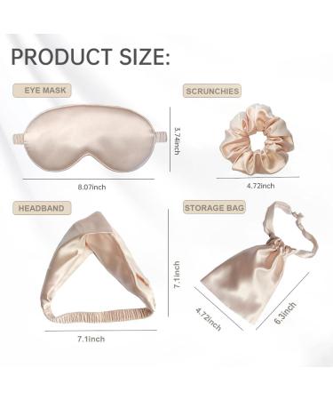 Silky Satin Eye Mask Set of 4 with Headband & Scrunchies - Perfect Travel Eye Covers - Pink - Sleep Comfort for Women - Buy Online on GoSupps.com