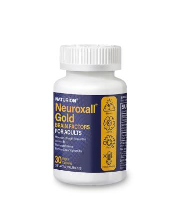 Neuroxall Gold Brain Factors for Adults - Cognitive & Mental Wellness Support with Vitamin B6 Astaxanthin Ginkgo Biloba Ashwagandha & Turmeric & - 30 Vegan Capsules 30 Day Supply 30 Count (Pack of 1)