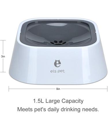 Non Spill Dog Water Bowl 1.5L Anti-Choking Splash-Free Pet Bowl - Grey - Buy Online on GoSupps.com