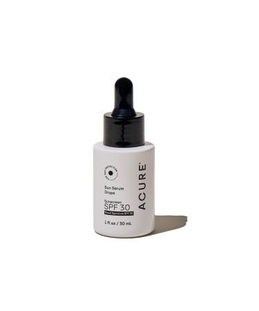 Acure Sun Serum Drops SPF 30 - Hydrating Sunscreen Serum with Broad-Spectrum Protection Skincare for Beauty Glow Light & Sheer UV Shield Use with Makeup Travel Size Sulfate Free Vegan - 1 fl oz 1 Fl Oz (Pack of 1)