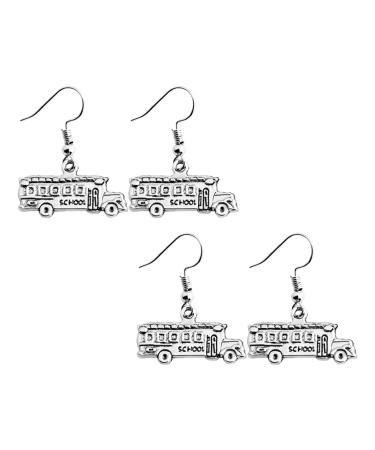 NUOBESTY 2 Pairs School Bus Earrings Fashion Earrings Novelty Earring Present Decorative Accessories Miss Car