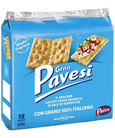 Pavesi Gran Pavesi Non-Salted Crackers - 560g Biscuit (Pack of 12)