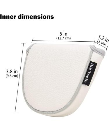 Golf Mallet Putter Cover Headcover with Magnetic Closure - White for Scotty Cameron, Taylormade, Odyssey 2 Ball - Big Teeth - Buy Online on GoSupps.com