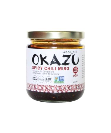 Okazu Spicy Chili Miso Oil - Savoury, Umami-Rich Condiment Handcrafted in Canada by Abokichi - All Natural, Vegan, Non-GMO, Gluten Free, 8 Oz Jar Spicy Chili 7.8 Fl Oz (Pack of 1)