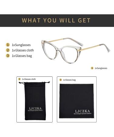 LJczka Cat Eyes Blue Light Blocking Glasses for Women - Retro Clear Gray Style for PC TV & Mobile - Buy Online on GoSupps.com