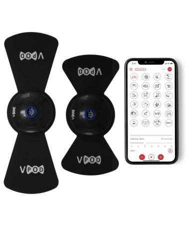 VPOD Deluxe TENS Unit Muscle Stimulator with EMS Therapy for Muscle Recovery Back Pain Relief Neck Pain Relief and Sciatica Pain Relief 24 Modes Wireless Portable and Bluetooth-Enabled