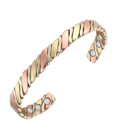 Vicmag Copper Bracelet for Women Men Magnetic Bracelet Ultra Strength Magnets 99.9% Solid Pure Copper Adjustable Size with Gift Box Grape Tricolour