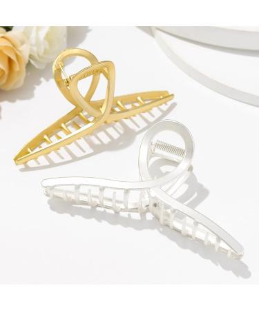 Gold Shark Brinie Hair Claw Clips - Set of 2 Metal Hair Clamps for Women and Girls - Buy Online on GoSupps.com