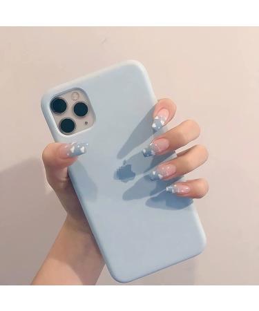 IMSOHOT 24Pcs Medium Glossy Coffin Press on Nails - Blue Sky Clouds False Nails - Buy Online on GoSupps.com