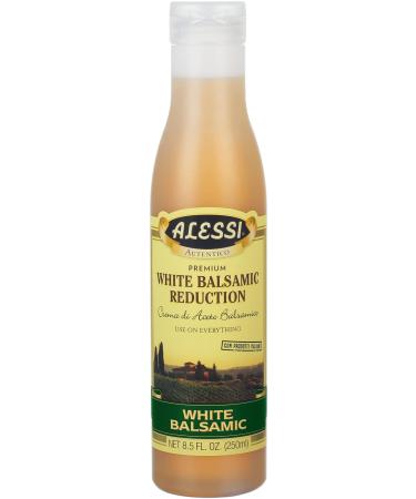 Alessi Balsamic Vinegar Reduction, Autentico from Italy, Ideal on Caprese Salad, Fruits, Cheeses, Meats, Marinades, 8.5oz (White Balsamic, 1 Pack)