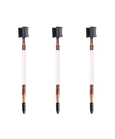 HOYOEY 3 Pieces Lash Eyebrow Groomer 3 in 1 Professional Wood Double-Sides Brow Comb Double End Eyebrow Brush Eyelash Mascara Brushes