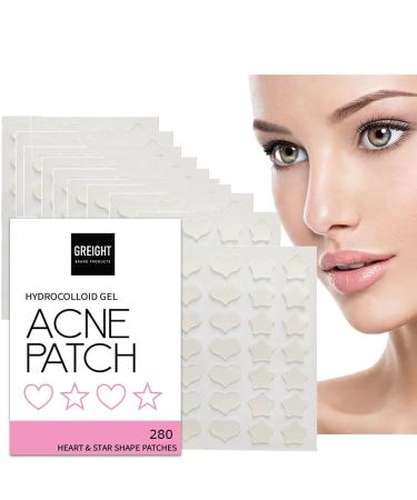 Hydrocolloid Acne Pimple Patch Heart and Star Shape 280 Patches - Acne Treatment For Breakout Conceals Acne Reduces Pimples and Blackheads