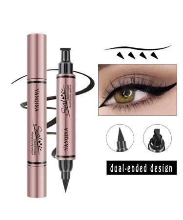 Jumbo Volume Liquid Eyeliner Stamp and Liquid Liner - 2 in 1 Black Waterproof Winged Cat Eye Makeup Tool - Buy Online on GoSupps.com