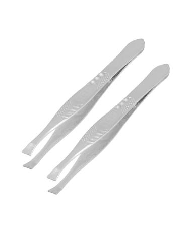 solicitous 2 Pieces Straight Tip Metal Eyebrow Tweezers Trimmer for Women
